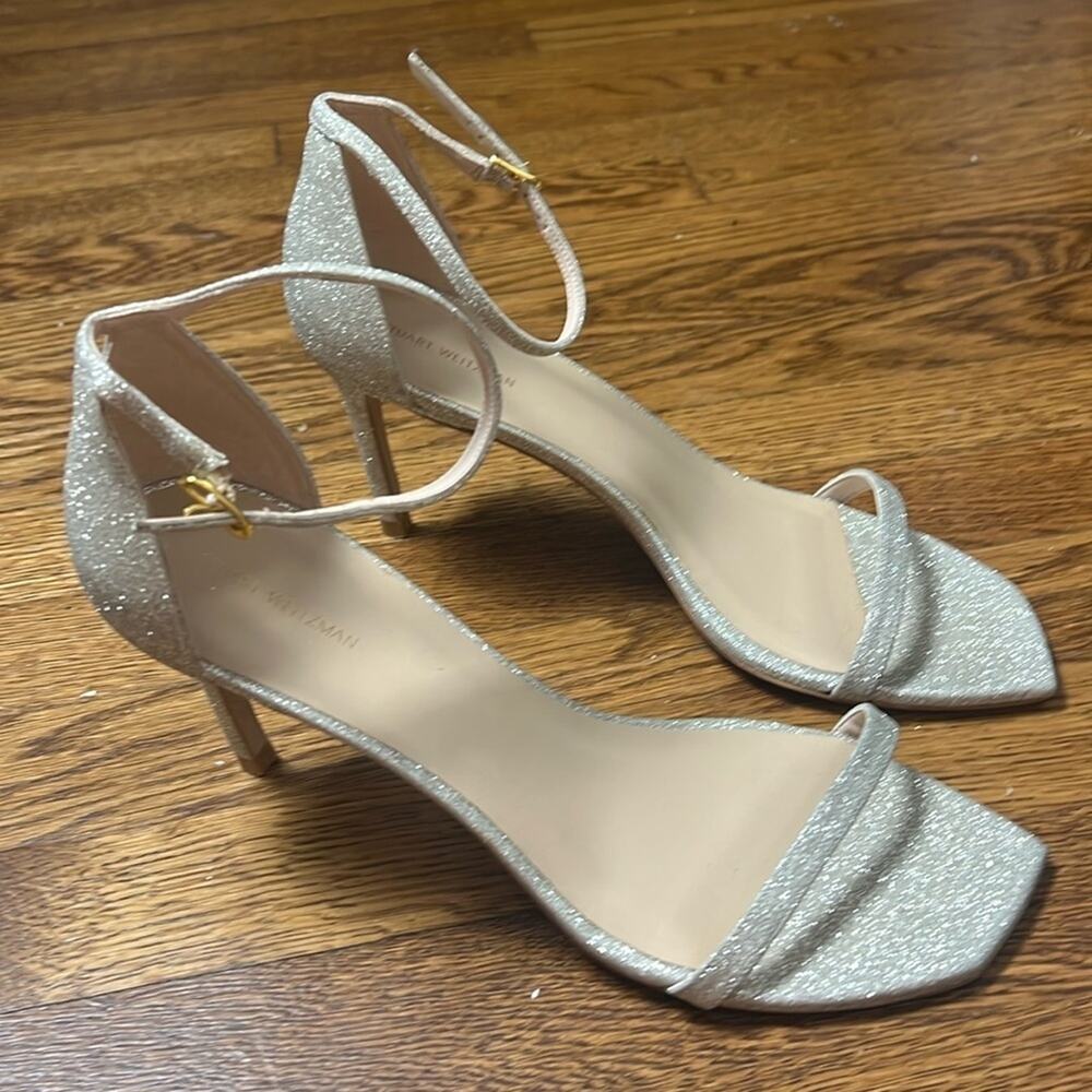 Stuart Weitzman Glitter Stiletto Leather Heels Size 11